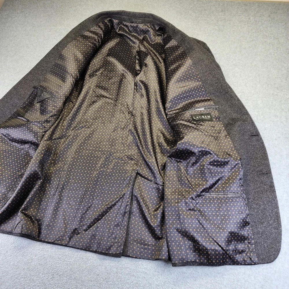 Lauren Ralph Lauren Mens 50L Gray Silk Wool Cashmere Blazer Sport Coat Jacket